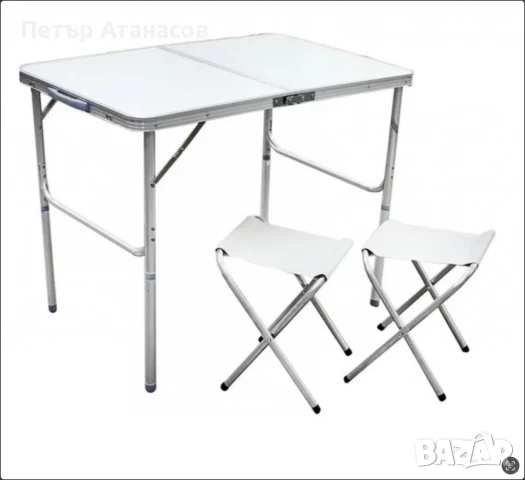 Алуминиева маса с два стола - ПРОМОЦИЯ, снимка 1