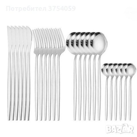 Комплект прибори за хранене от 24 части с луксозен дизайн и магнитна кутия, снимка 13 - Сервизи - 53124441