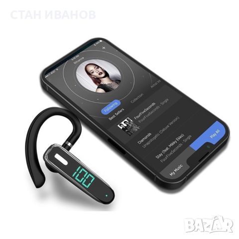 Хендсфри бизнес слушалка К50 с Bluetooth 5.3 и LED цифров дисплей, снимка 6 - Резервни части за телефони - 45673276