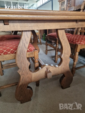К-т Масивна Трапезна Разтегателна Маса и 4 броя Стола-внос от Германия!, снимка 6 - Маси - 53902418