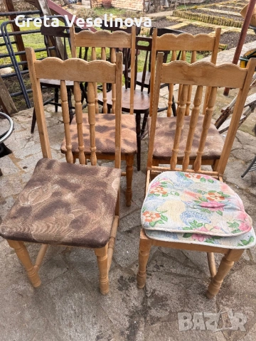 4 дървени трапезни столове , снимка 2 - Столове - 53466603