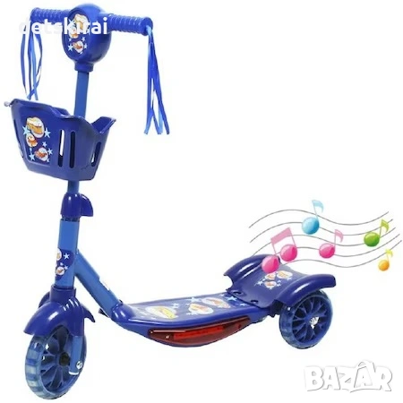 Метална детска тротинетка с пискюли и LED светлини, снимка 3 - Скутери и тротинетки - 54056995