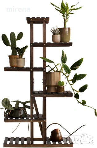 Дървена рафт за цветя кафяво 6 нива, за цветя, Поставка за саксии н138, снимка 4 - Градински цветя и растения - 53801213