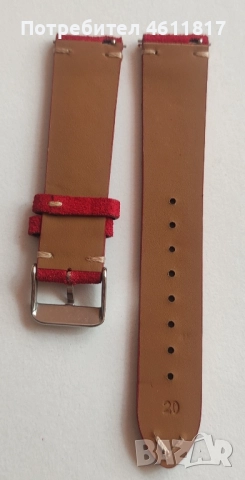 Червена кожена каишка 20мм, снимка 4 - Каишки за часовници - 52188525