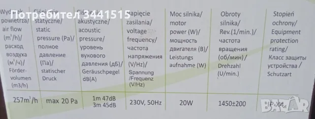 Вентилатор за баня airRoxy pRim 150S [150mm], 1450 ± 200 rpm, 47 dB, 20 W, 257 m3/h , снимка 5 - Вентилатори - 46994039