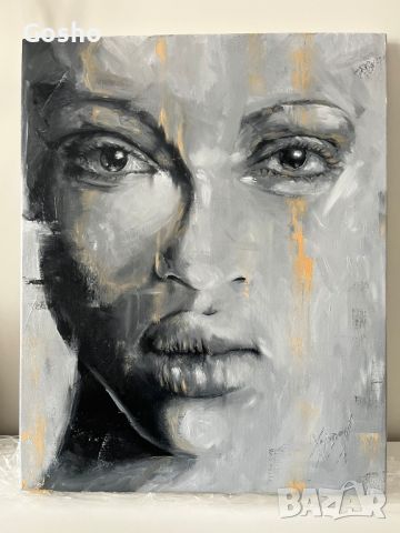 Картина женско лице с маслени бои, снимка 1 - Картини - 46245392