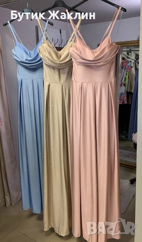 Дълги сатенени рокли с камъни, снимка 6 - Рокли - 53989770