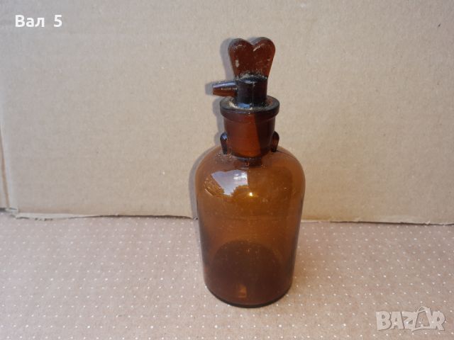 Старо аптекарско шише с капкомер . Аптекарска стъклария, снимка 1 - Антикварни и старинни предмети - 46257795