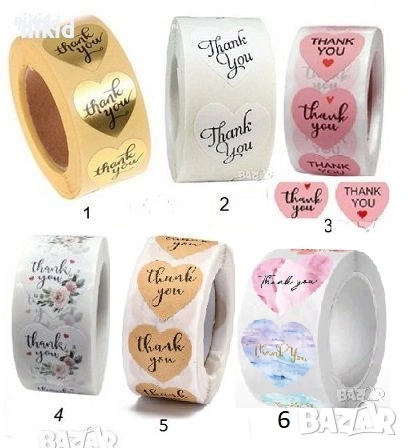 100 бр Thank You различни сърце малки самозалепващи лепенки стикери за ръчна изработка за подарък