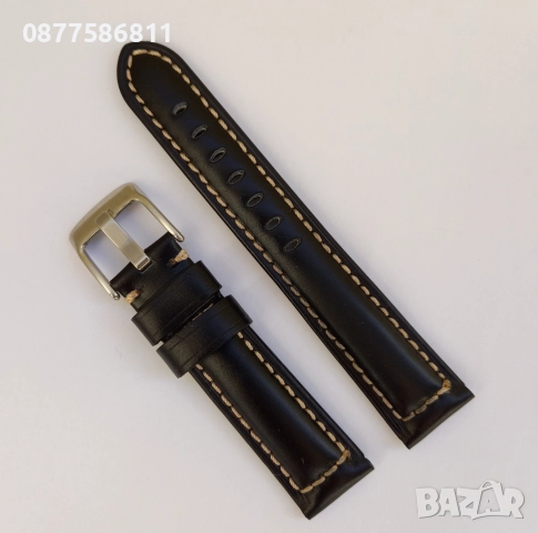 НОВА КАФЯВА КОЖЕНА КАИШКА ОБШИТА С БЯЛ ШЕВ/КОНЕЦ. ЛУКСОЗНИ КОЖЕНИ КАИШКИ ЗА ЧАСОВНИЦИ С БЯЛ ТИГЕЛ., снимка 13 - Каишки за часовници - 51612183