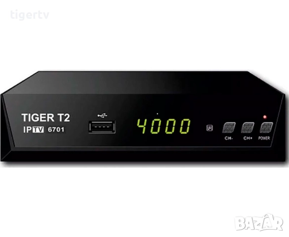 Приемник /декодер за цифрова ефирна кабелна телевизия Tiger T2 6701 с обучаващо дистанционно, снимка 2 - Приемници и антени - 32444766