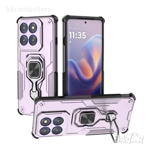 WANLONFENG Защитен калъф с Протектор за Motorola Edge 60 Pro 5G | Удароустойчив PC+TPU, Стойка, Темп, снимка 3 - Калъфи, кейсове - 53097482