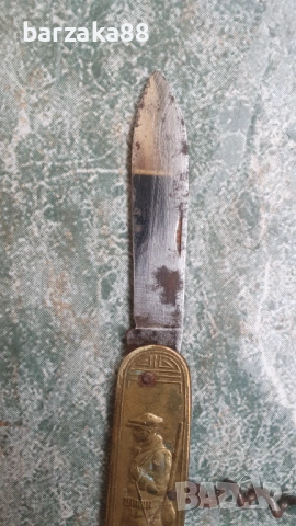 Старо френско месингово Ножче Ножк с Ловен мотив, снимка 6 - Колекции - 53639560