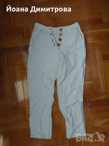Дамски ленен панталон Mango  размер XS, снимка 3 - Панталони - 46262116