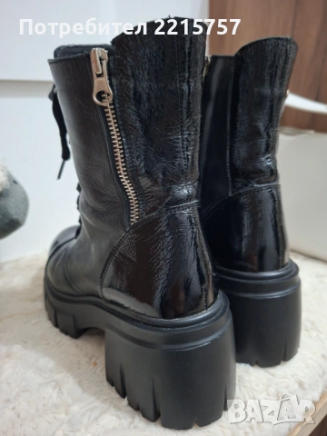 Боти от естеств.кожа и лак. Италия., снимка 3 - Дамски боти - 50703107
