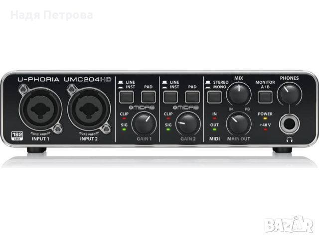  BEHRINGER UMC204HD Външна звукова карта/чисто нова, снимка 1 - Ресийвъри, усилватели, смесителни пултове - 46292695