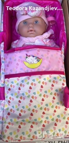 Кукла бебе с пълен комплект – Шише, пижама, легълце и аксесоари - 42 см - НА БЪЛГАРСКИ, снимка 3 - Кукли - 52583974