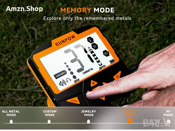 Професионален металотърсач SUNPOW за възрастни - Водоустойчив по-високо прецизен 5 режимен детектор, снимка 12 - Друга електроника - 47791139