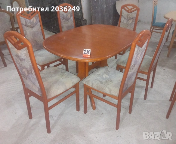 Комплект масивна разтегателна маса с 6 стола, снимка 3 - Маси - 53623770