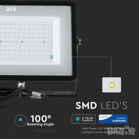 LED прожектор Samsung чип 100W 6400K VT-100 V-TAC черен, снимка 5 - Соларни лампи - 48418819