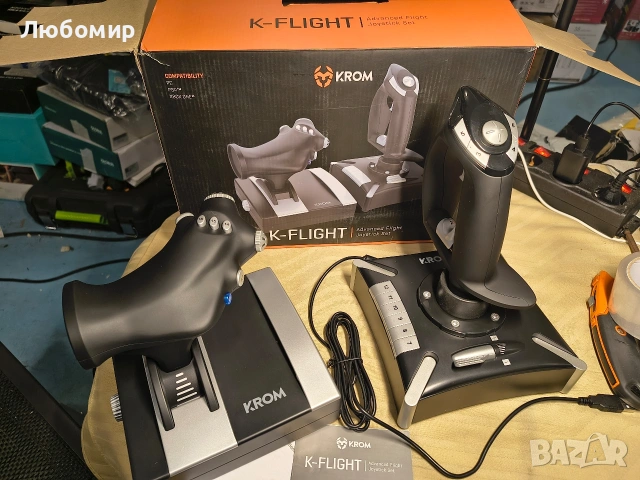 Джойстик KROM K-FLIGHT с лост за натиск и управление, 2 оси, 16 бутона,pc ps4 xbox one, снимка 2 - Други игри и конзоли - 54064453