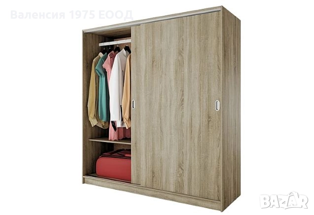 Гардероб с плъзгащи врати Сити 1009 комбинация бяло/ арвен, сонома или орех, снимка 7 - Гардероби - 46495311