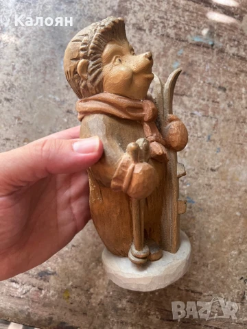 Таралеж фигурка дървена ръчно правена ГДР , снимка 4 - Декорация за дома - 51169644