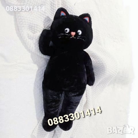 Голяма Плюшена Черна котка 80см , снимка 1 - Плюшени играчки - 45555198