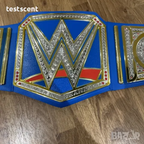Шампионски пояс WWE Championship световната титла в кеча Mattel детски belt колан Universal Blue, снимка 2 - Фигурки - 49645269