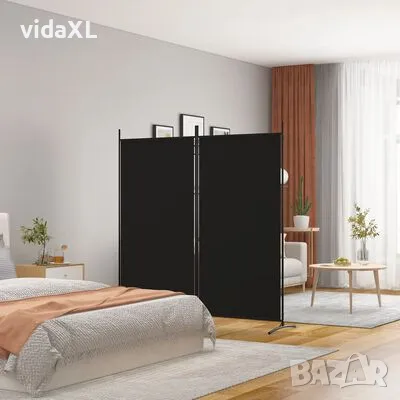 vidaXL Параван за стая, 2 панела, черен, 175x180 cм, плат（SKU:350261）, снимка 3 - Паравани - 48609615