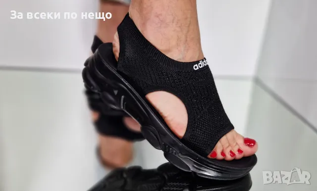 Adidas Дамски Черни Блестящи Сандали Адидас Код P608, снимка 6 - Сандали - 50428051
