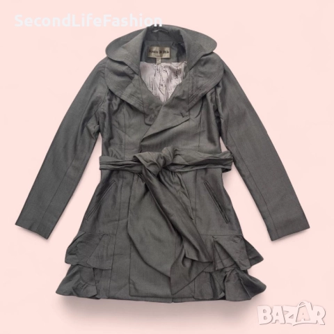 Дамски копринен тренчкот Jasmine di Milo Universe, сив с колан, размер XS