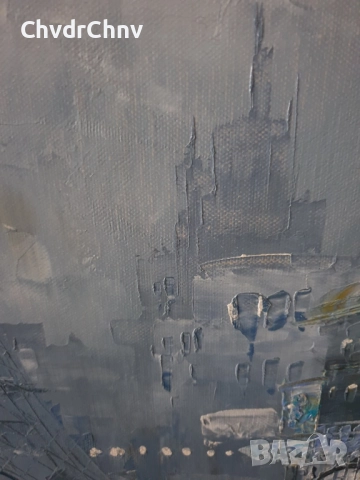 Green 101х71см/голяма картина масло върху платно/градски пейзаж-Париж/дървена рамка, снимка 16 - Картини - 52549794