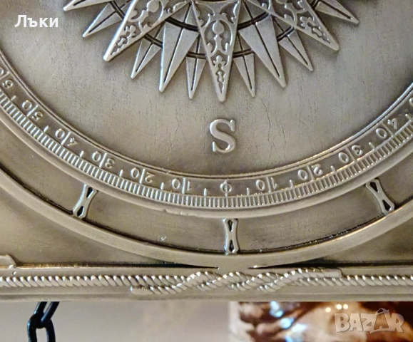 Немски стенен часовник от калай,Кораби,компас. , снимка 5 - Антикварни и старинни предмети - 52345686