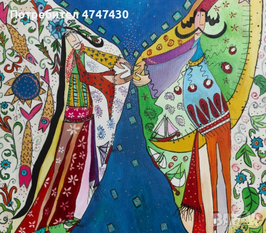 Макдонна-Мосхо Тзавелла фигурална композиция маслени бои, снимка 2 - Картини - 53630121