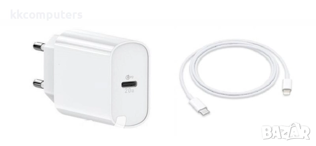 Зарядно/Адаптер 220V PD 20W + Lightning(iPhone) кабел / Dprui Q25 / Бял / Баркод : 456501