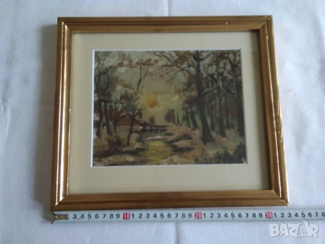 Картина темпера Зимен пейзаж, снимка 5 - Картини - 54274704