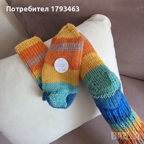 Ръчно плетени дамски чорапи размер 39, снимка 2 - Дамски чорапи - 46442790