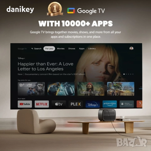 Нов проектор Etoe E3 Pro за кино и др. Netflix & Google TV Certified, снимка 10 - Плейъри, домашно кино, прожектори - 52721664