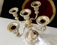 Посребрен свещник петица,1.6 кг.,викториански. , снимка 4