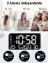 Цифров настолен часовник с бяла LED светлина, аларма, 3 нива на яркост, календар, температура, снимка 1 - Друга електроника - 45568777