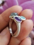Красив сребърен пръстен с Лабрадорит, Аметист и Халцедон, снимка 4