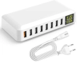 60W 8-портова USB зарядна станция с дисплей,захран адапт  с 18W Quick Charge 3.0 порт , снимка 1