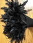 Черно еластично парти коктейлно официално поло топ естествени пера универсален размер, снимка 6