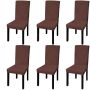 vidaXL Покривни калъфи за столове, еластични, 6 бр, кафяви(SKU:131423, снимка 1 - Столове - 45276064