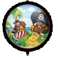 Пират Пирати Пиратско парти кръгъл фолио фолиев балон хелий или въздух рожден ден, снимка 1 - Други - 45012133