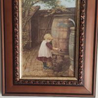 Картина върху дъска „Младо момиче, което донася вода“, снимка 1 - Други ценни предмети - 45254226