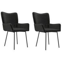 vidaXL Трапезни столове, 2 бр, черни, кадифе（SKU:249805, снимка 1 - Столове - 45538170