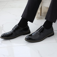 Мъжки лачени обувки класически модни Оксфорд, черни, размер 42, снимка 5 - Официални обувки - 45070782