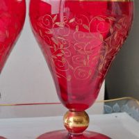 Чехско стъкло-чаши и поднос, снимка 2 - Вази - 45254111